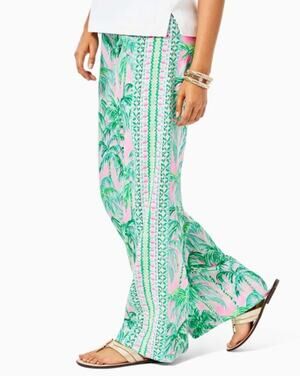 Lilly Pulitzer Bal Harbour Palazzo Pants Pink Blossom Suite Views XS Palm Tree